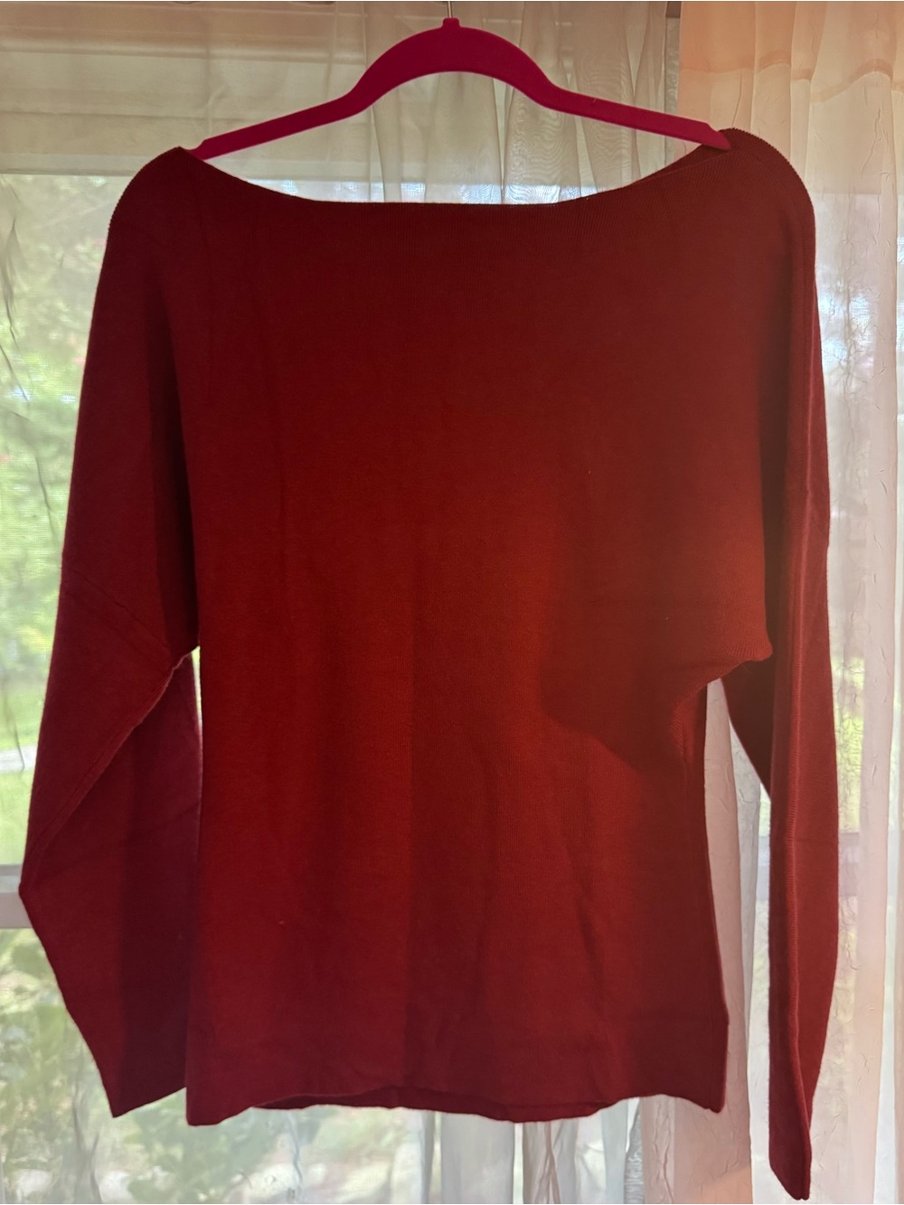 Saodimallsu Women's Burgundy Off the Shoulder Knit Sweater